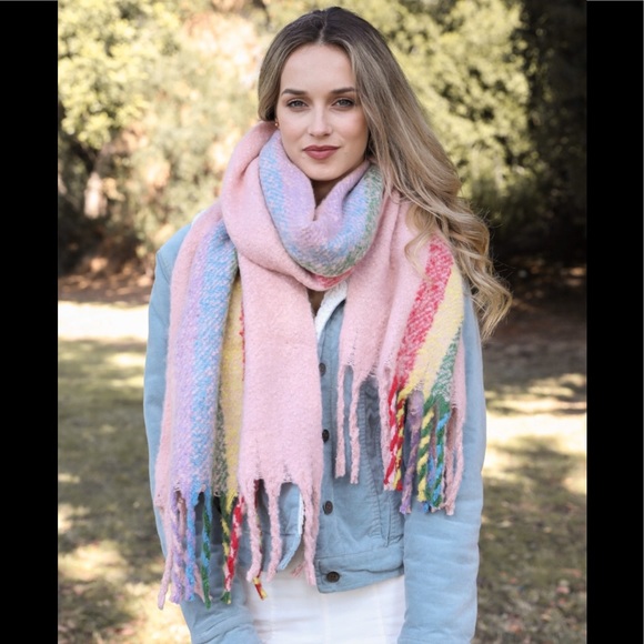 Accessories - Rainbow tassel Blanket scarf multicolor, cozy,soft